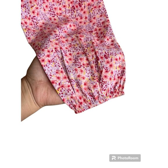 VERO MODA Womens Henna Floral Tie Front Cropped Top Size S Parfait Pink NWOT - Picture 4 of 6